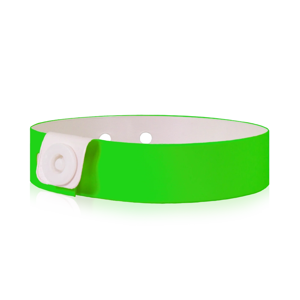 vinyl slim wristband in neon green - shown in round