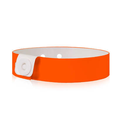 vinyl slim wristband in neon orange - flat version shown 