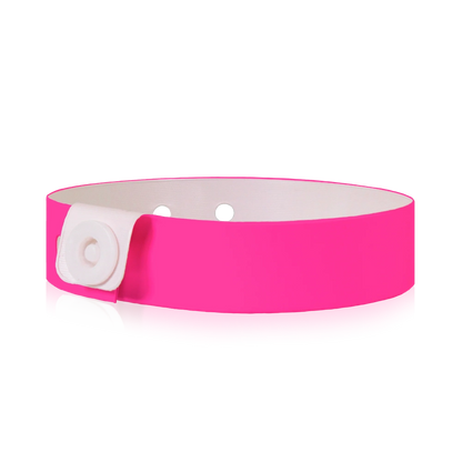 vinyl slim wristband in neon pink - flat version shown 