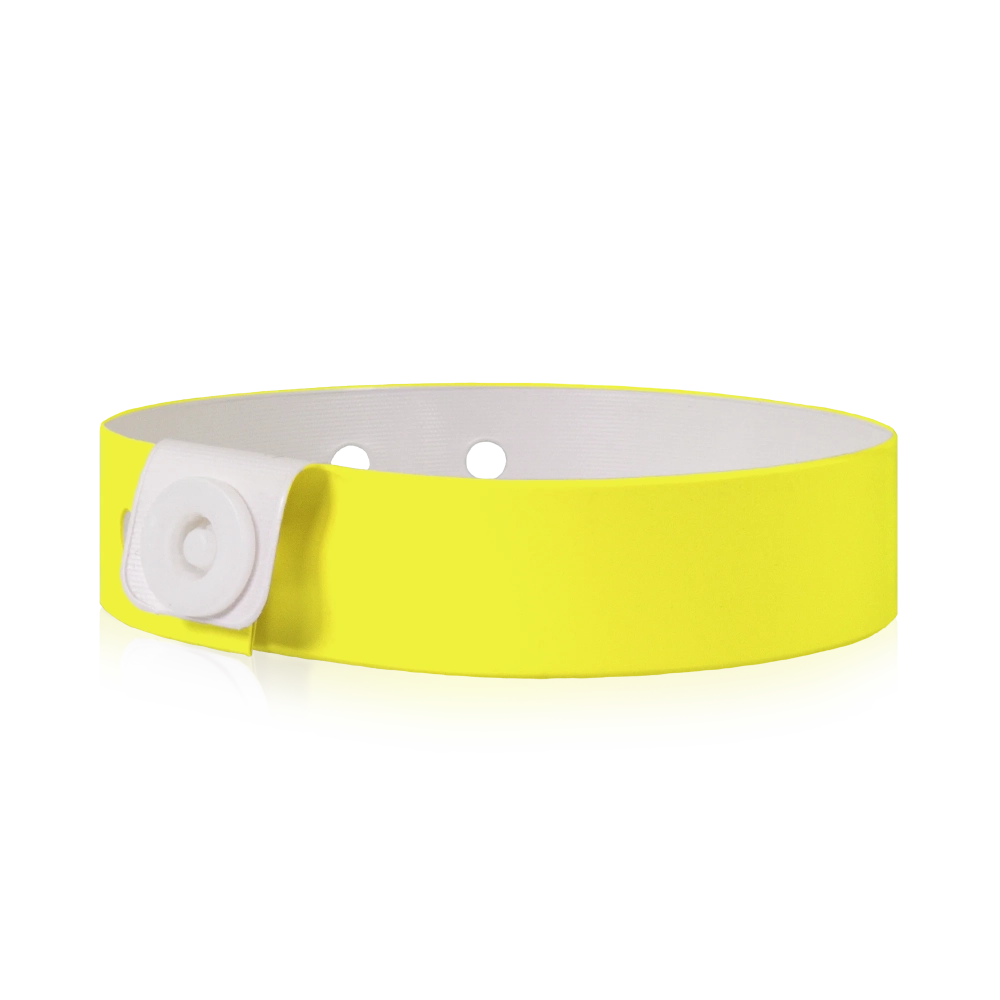 vinyl slim wristband in neon yellow - shown in round