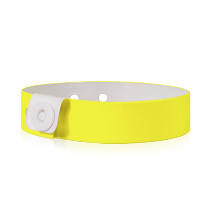 vinyl slim wristband in neon yellow - shown in round
