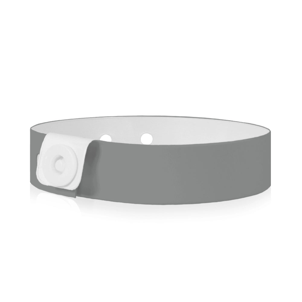 vinyl slim wristband in silver - flat version shown 
