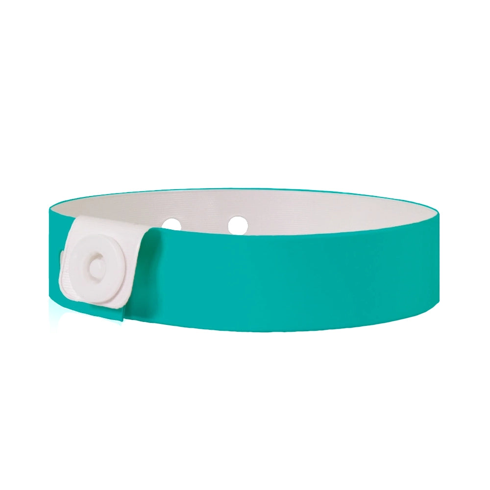 vinyl slim wristband in teal - flat version shown 