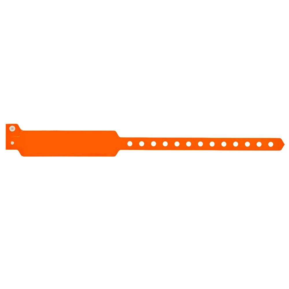 vinyl wide face wristband in neon orange - flat version shown 
