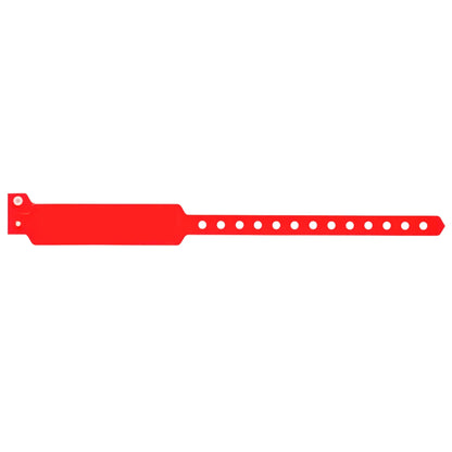 vinyl wide face wristband in neon red - flat version shown 