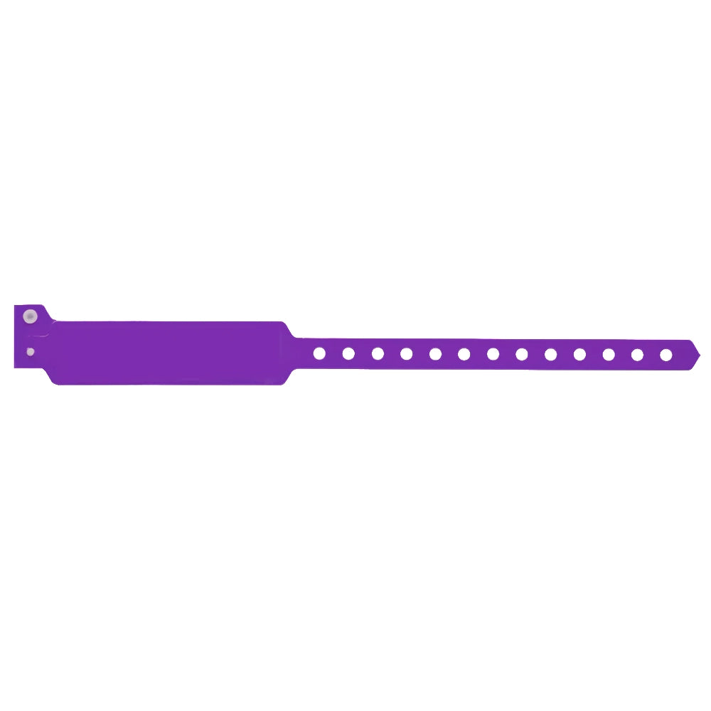vinyl wide face wristband in purple - flat version shown 