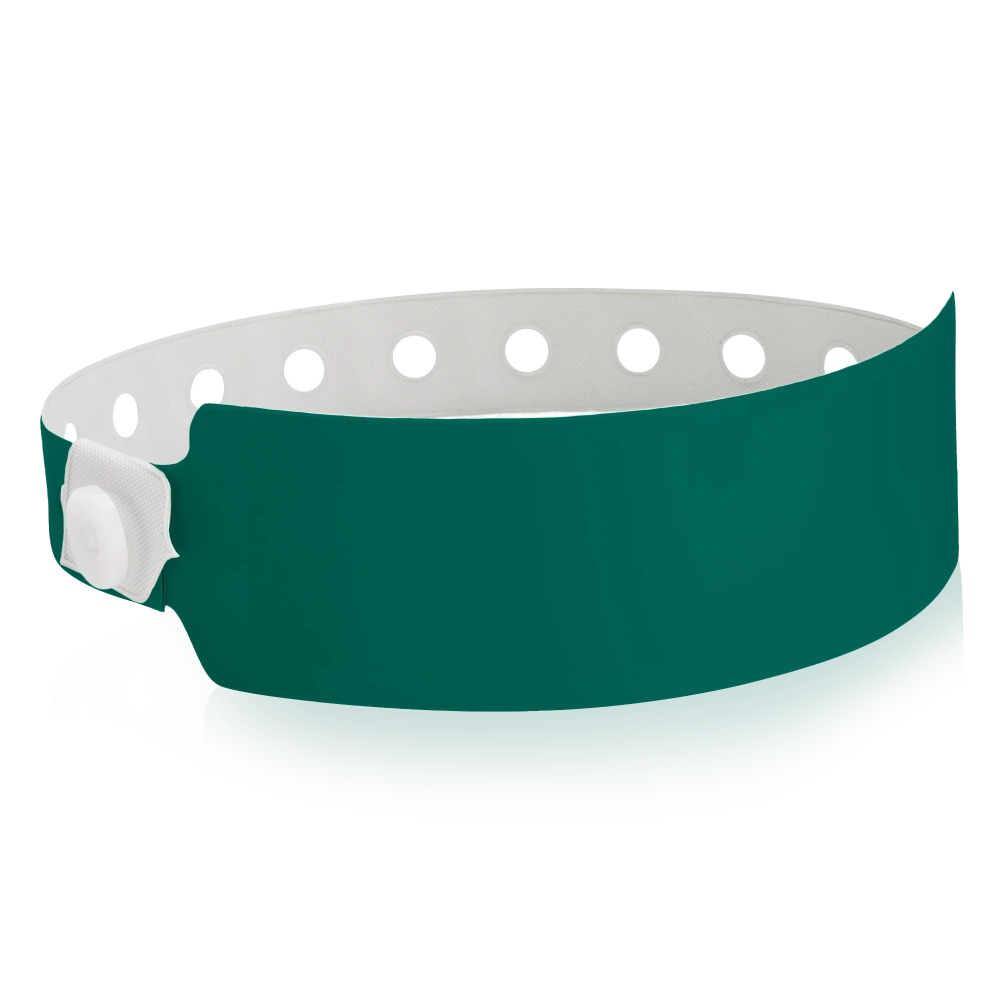 vinyl wide face wristband in forest black - round version shown 