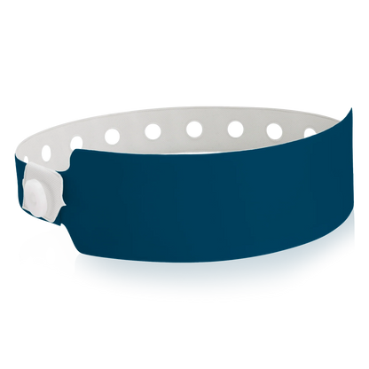 vinyl wide face wristband in navy blue - shown in round