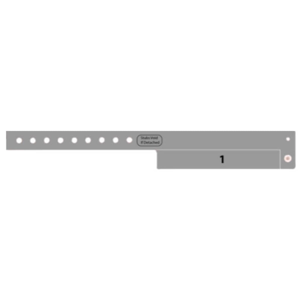 vinyl wristband with 1 tab in silver - flat version shown 