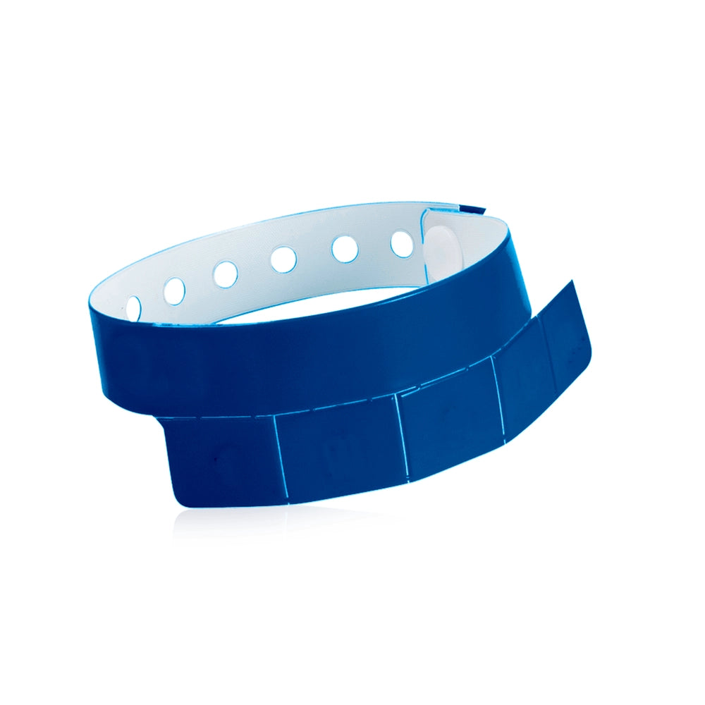 vinyl wristband with 5 tabs in navy - shown in round 
