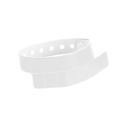 vinyl wristband with 7 tabs in white - shown in round 
