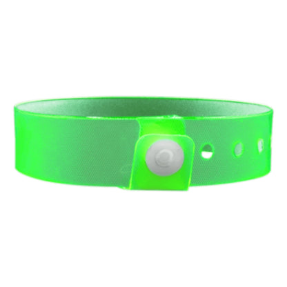 vinyl edge glow wristband in green - shown in round