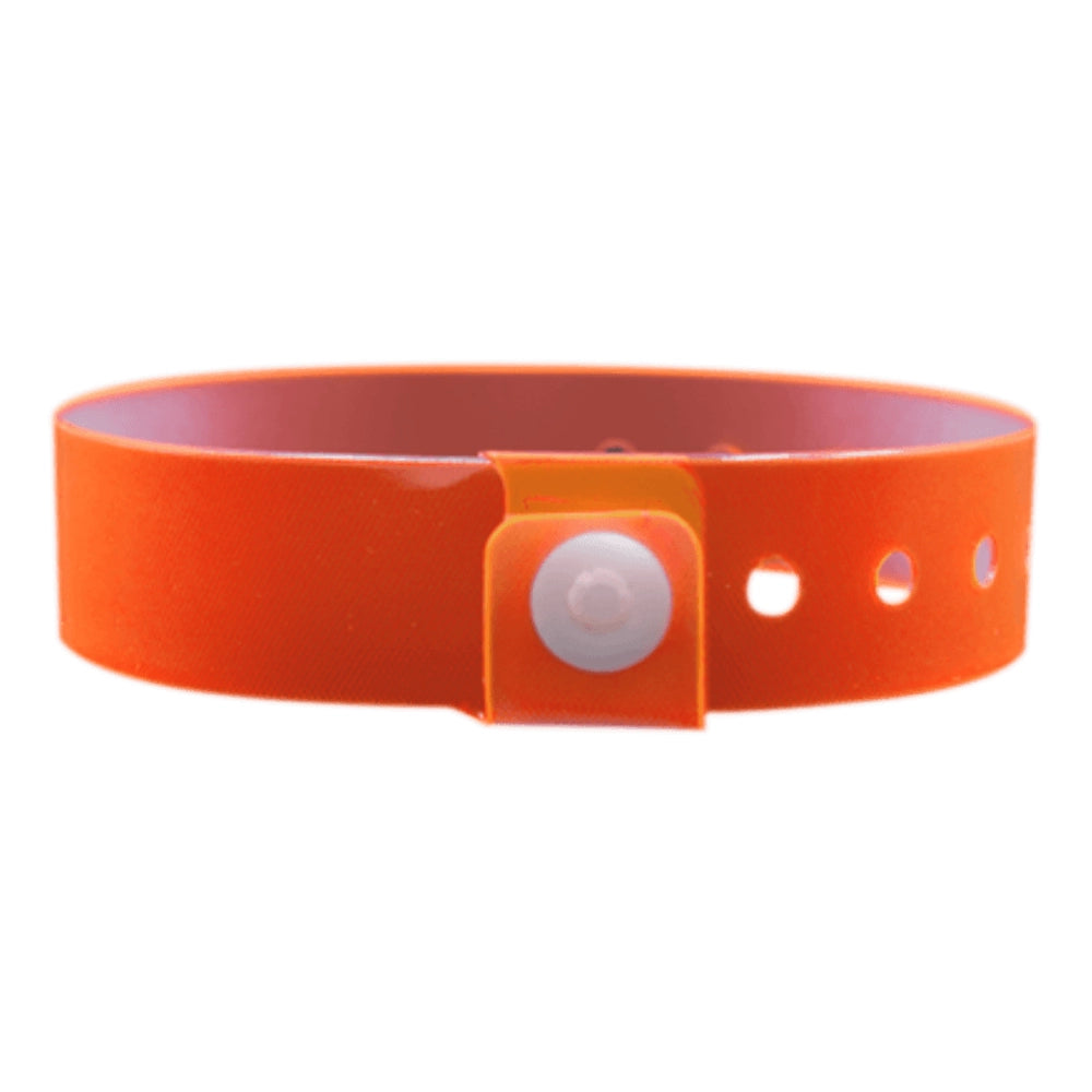 vinyl edge glow wristband in orange - shown in round