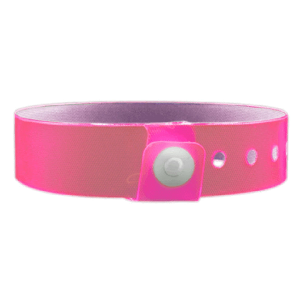 vinyl edge glow wristband in pink - shown in round