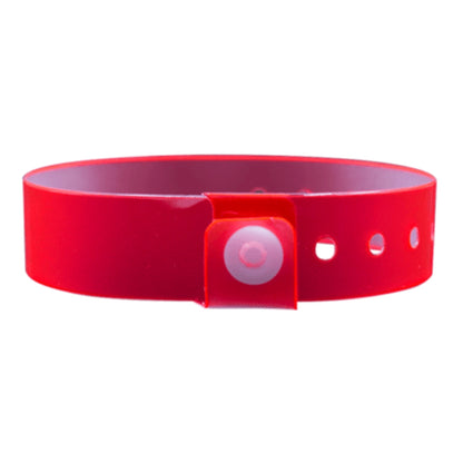 vinyl edge glow wristband in red - shown in round