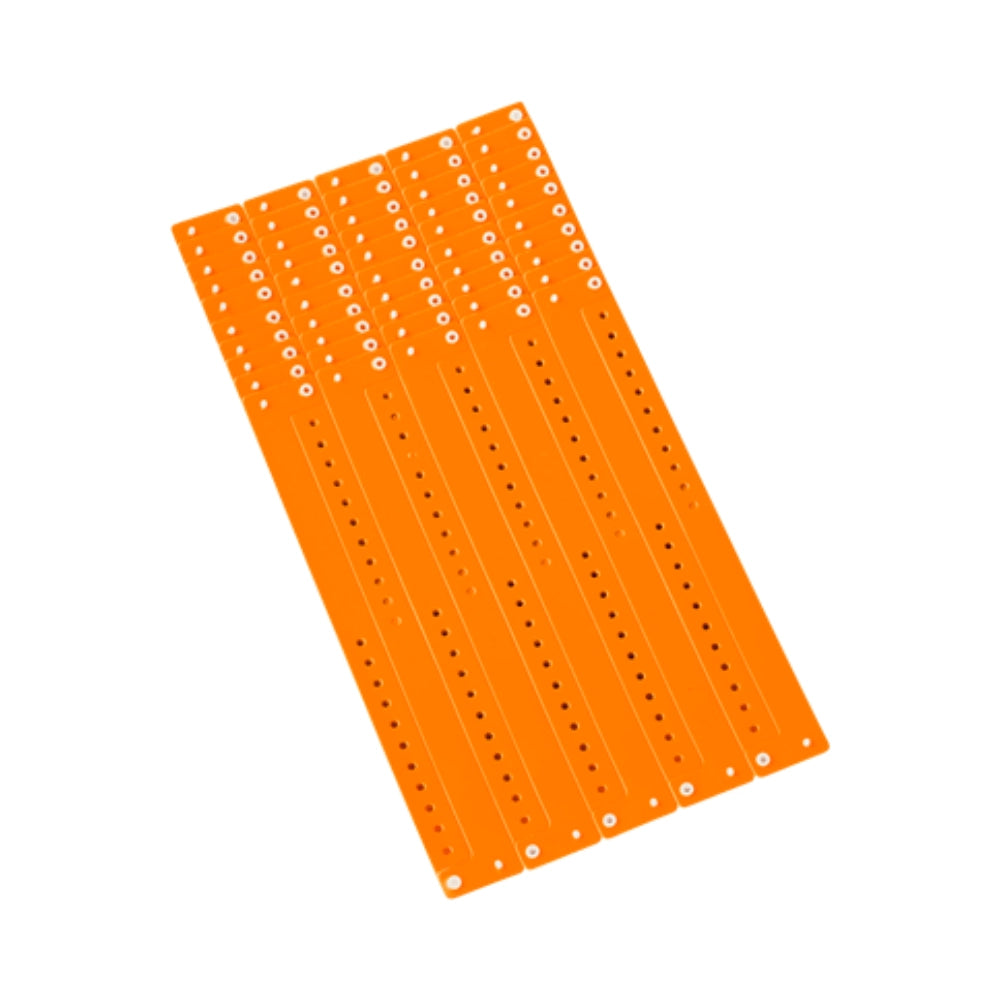 vinyl regular wristband in neon orange - shown in sheets of 10 