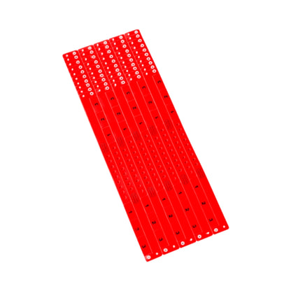 vinyl wristband with 3 tab in neon red - shown  in sheets of 10