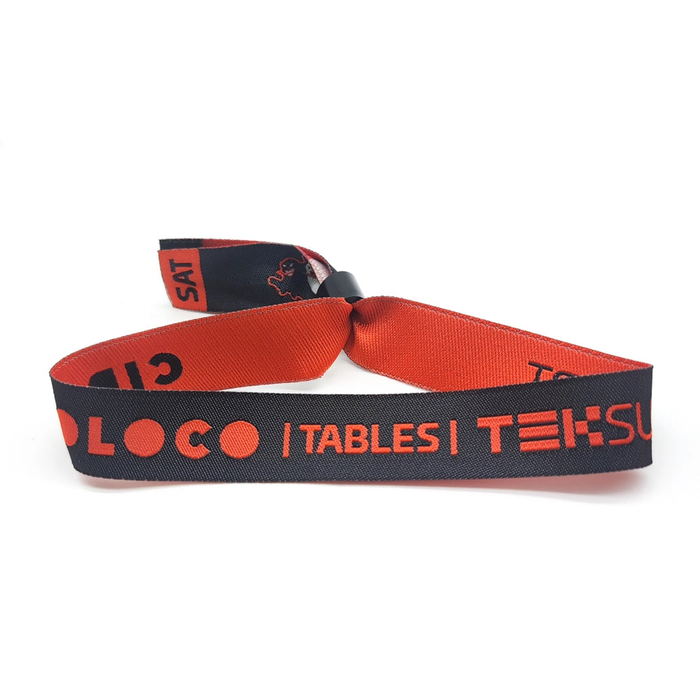 orange and black woven wristband