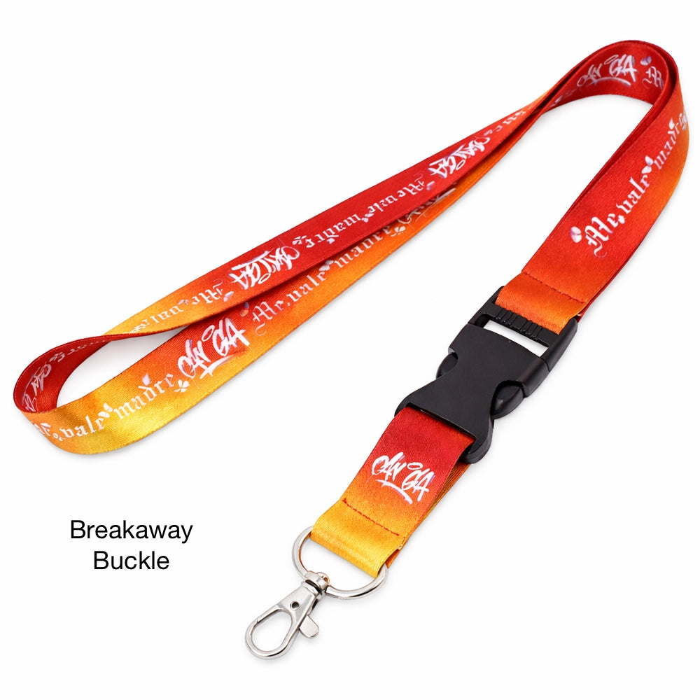 Colorful lanyard with a breakaway buckle on the bottom