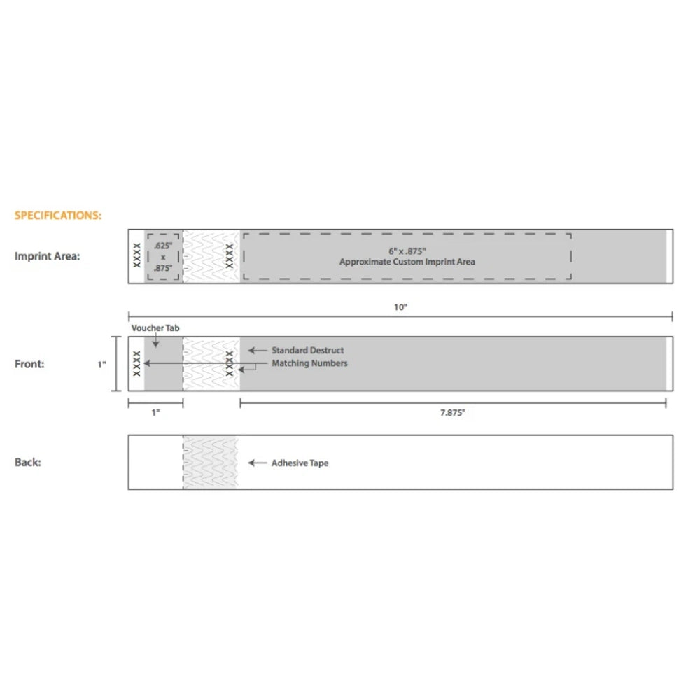 1" Tyvek® Wristbands - Detachable Stub Custom