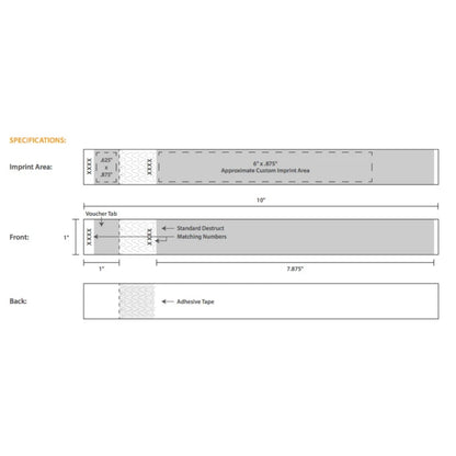 1" Tyvek® Wristbands - Detachable Stub Custom