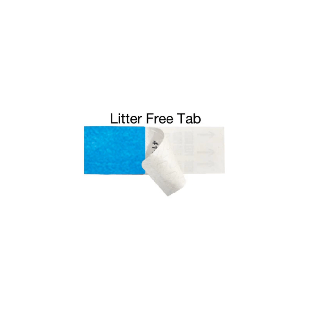 showing the tab free adhesive in neon blue