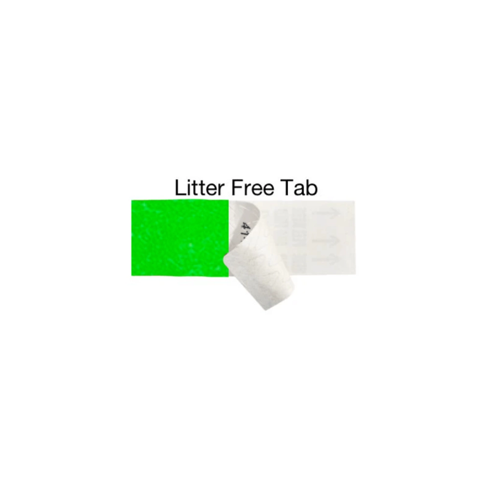 Litter free tab in neon green