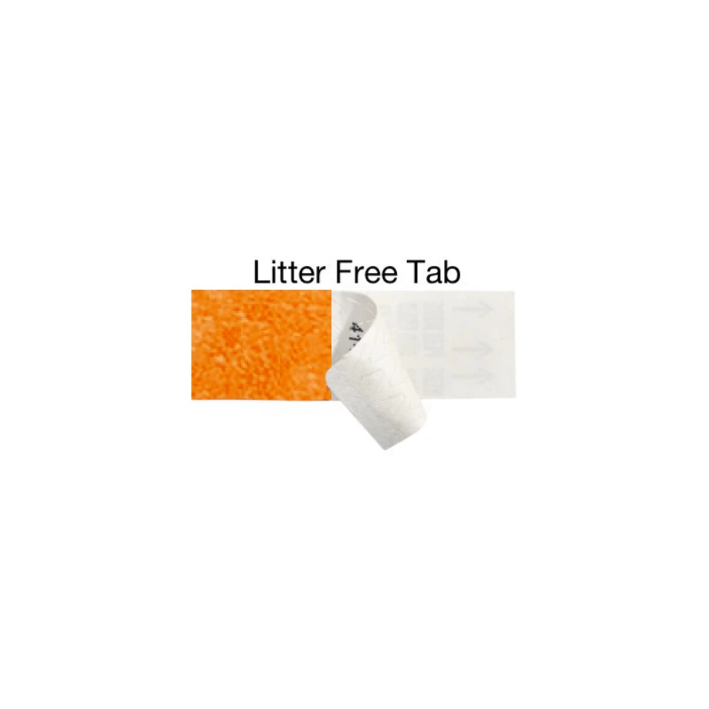 showing the tab free adhesive in neon orange