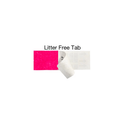 showing the tab free adhesive in neon pink

