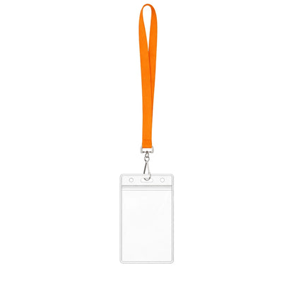 orange lanyard showcasing a vertical lanyard holder