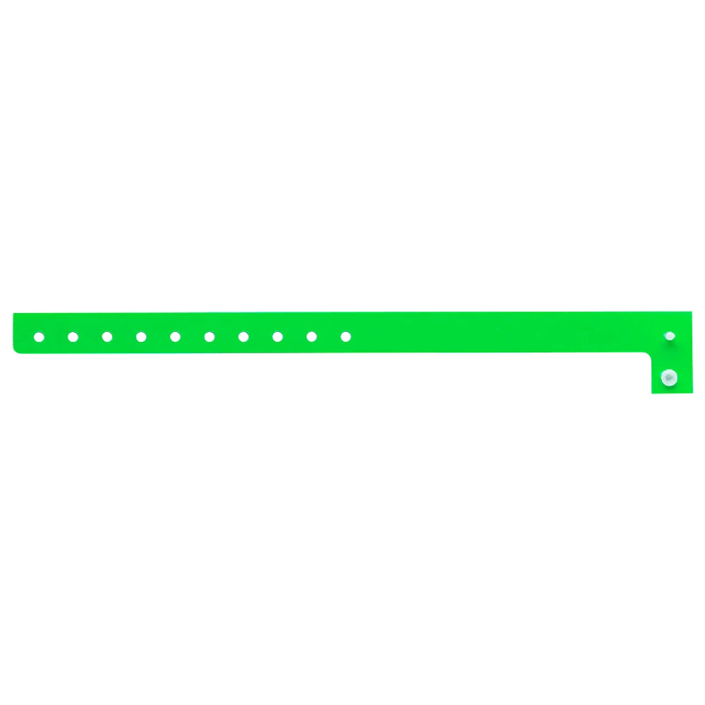 Plastic regular wristband in neon green - flat version shown 