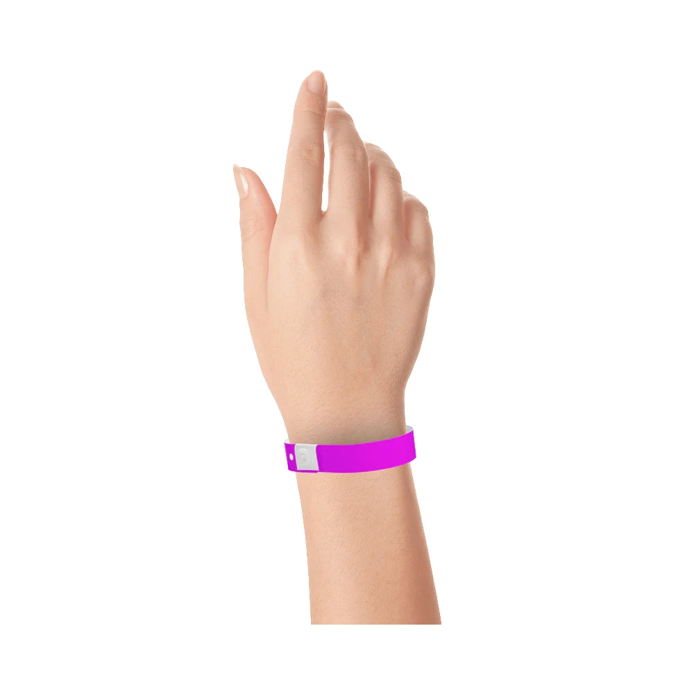 Wrist wearing plastic regular wristband in pantone purple