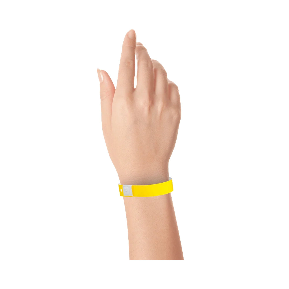 Wrist wearing plastic regular wristband in pantone yellow 
