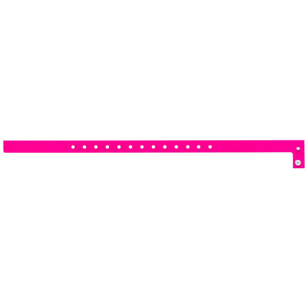 Plastic slim wristband in neon pink - flat version shown 