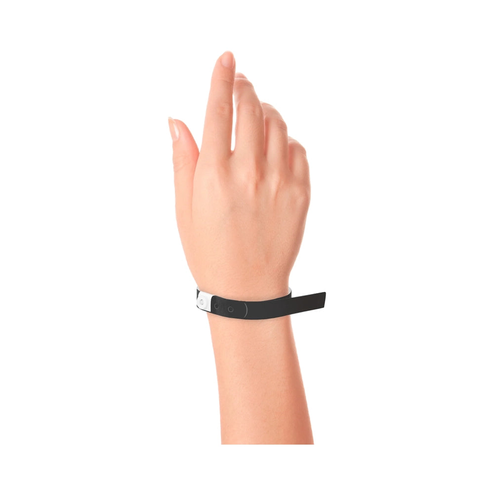 Wrist wearing plastic slim wristband in black