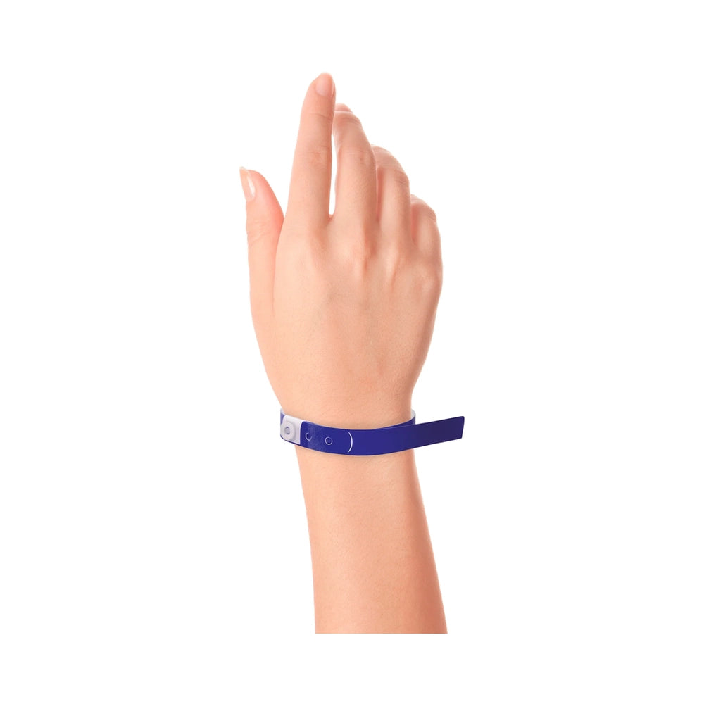 Wrist wearing plastic slim wristband in navy blue 