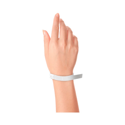Wrist wearing plastic slim wristband in white