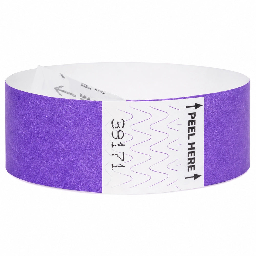 Tyvek 1" litterfree wristband in purple  - shown in round 