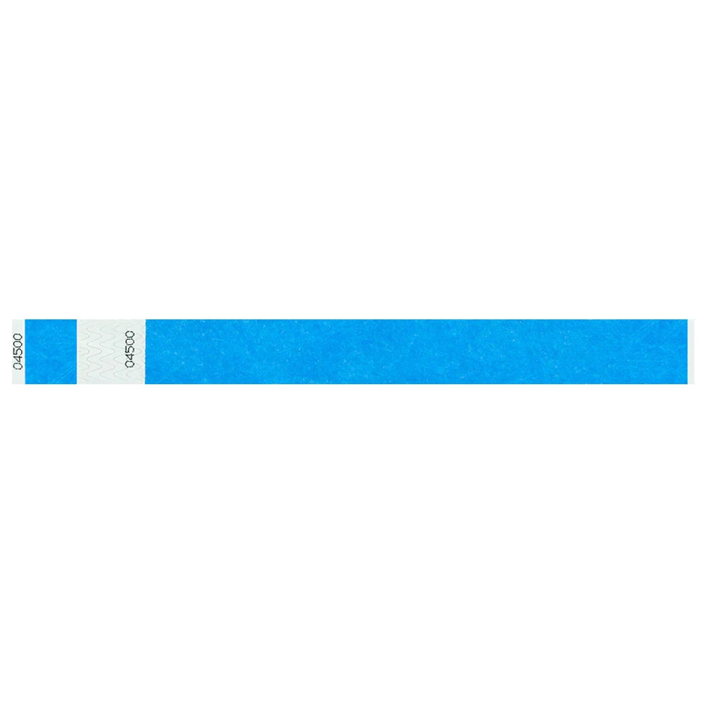 Tyvek 1" stub wristband in neon blue - shown in flat 