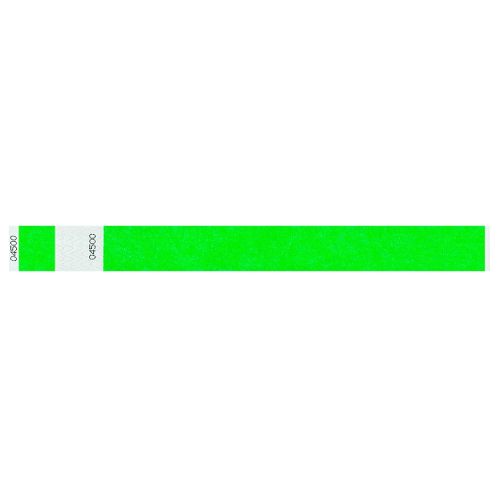 Tyvek 1" stub wristband in neon green - shown in flat 