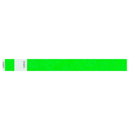 Tyvek 1" stub wristband in neon green - shown in flat 