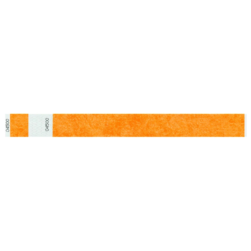 Tyvek 1" stub wristband in neon orange - shown in flat 