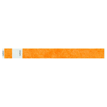 Tyvek 1" stub wristband in neon orange - shown in flat 