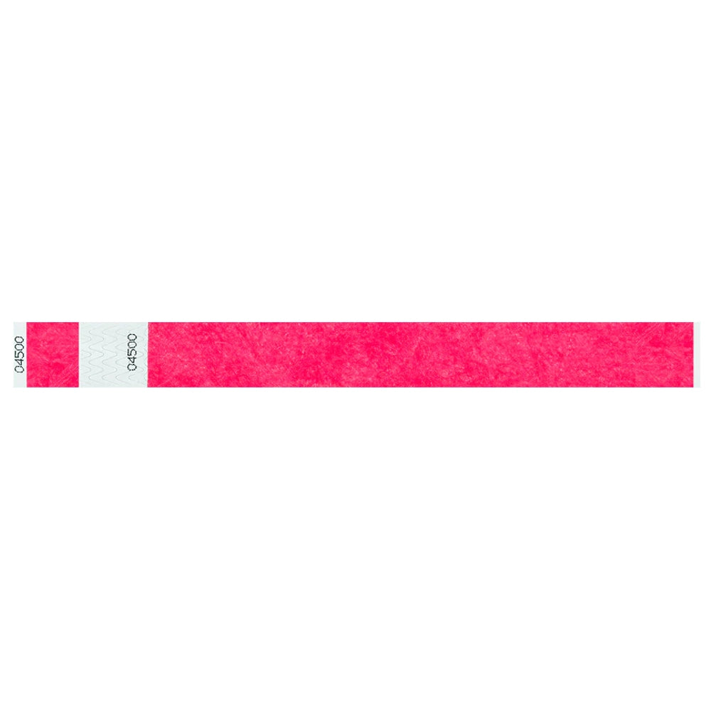 Tyvek 1" stub wristband in neon pink - shown in flat 