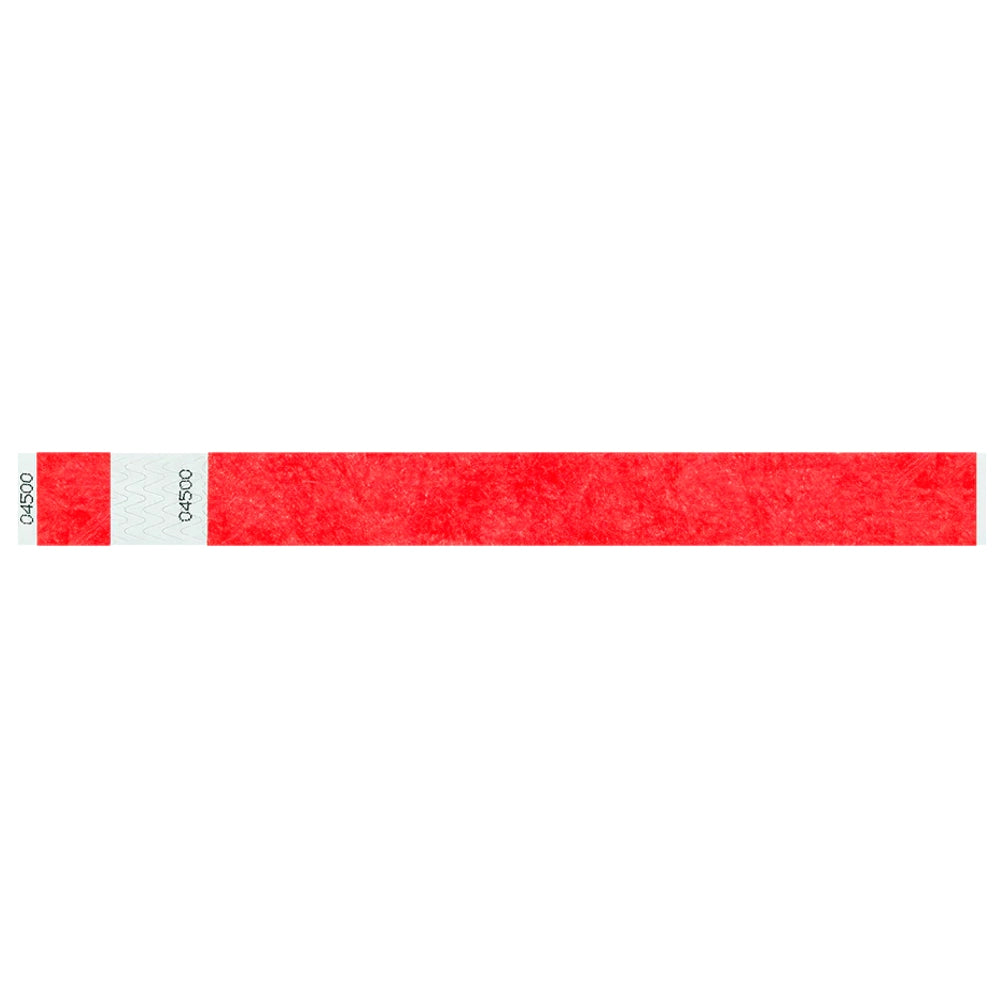 Tyvek 1" stub wristband in neon red - shown in flat 