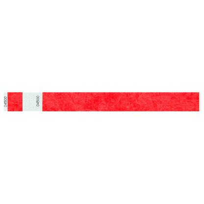 Tyvek 1" stub wristband in neon red - shown in flat 