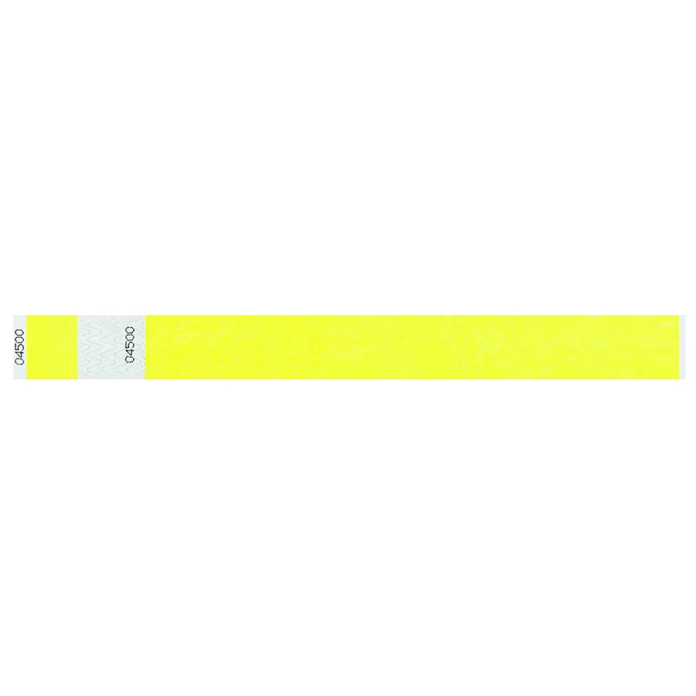 Tyvek 1" stub wristband in neon yellow - shown in flat 