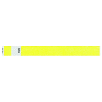Tyvek 1" stub wristband in neon yellow - shown in flat 