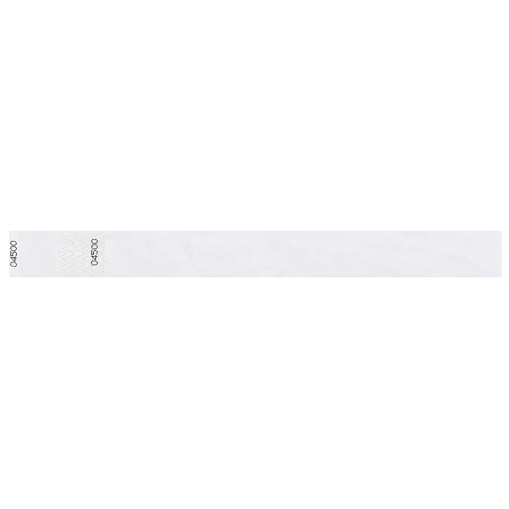 Tyvek 1" stub wristband in white - shown in flat 