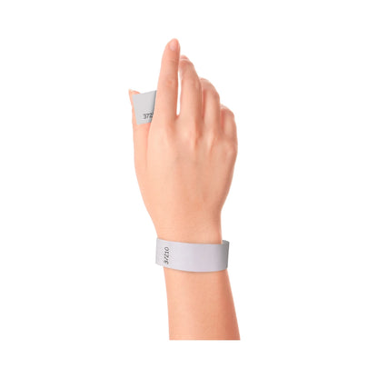Wrist wearing Tyvek 1" stub wristband in white